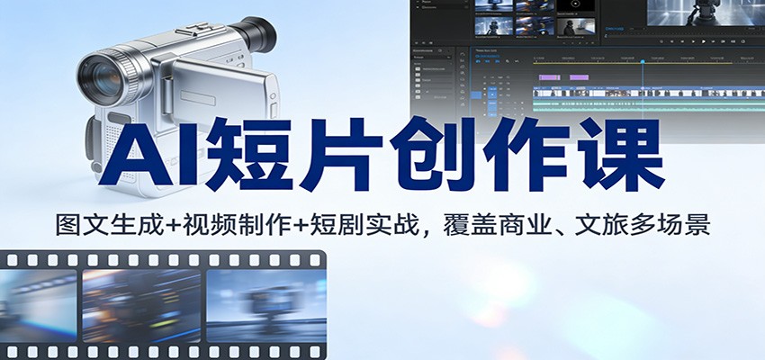 AI短片创作课:图文生成+ 视频制作+短剧实战,覆盖商业、 文旅多场景-云网创