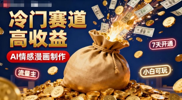 公众号冷门赛道，用AI做情感漫画，7天开通流量主，操作简单，小白可玩-云网创
