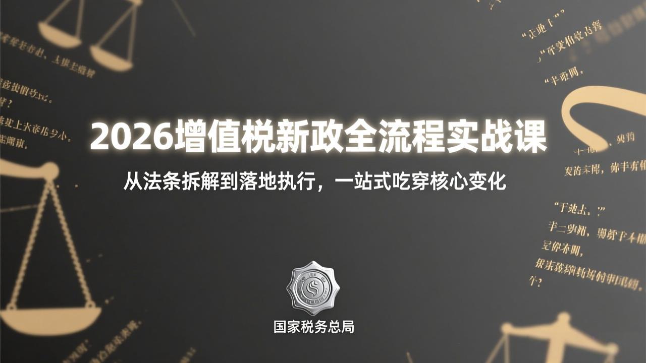 2026增值税新政全流程实战课:从法条拆解到落地执行,一站式吃透核心变化-云网创
