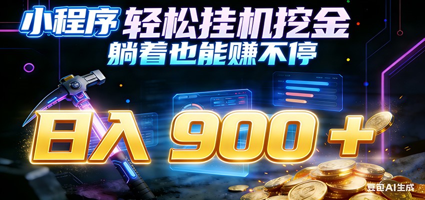 小程序挂机挖金，自动赚金币换现金，多号并行日入900+，轻松搞副业-云网创