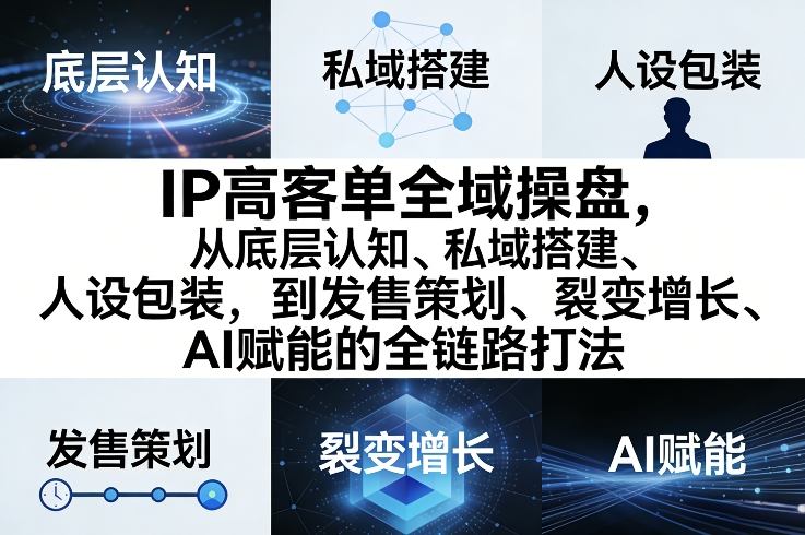 IP高客单全域操盘,从底层认知、私域搭建、人设包装,到发售策划、裂变增长、AI赋能的全链路打法-云网创