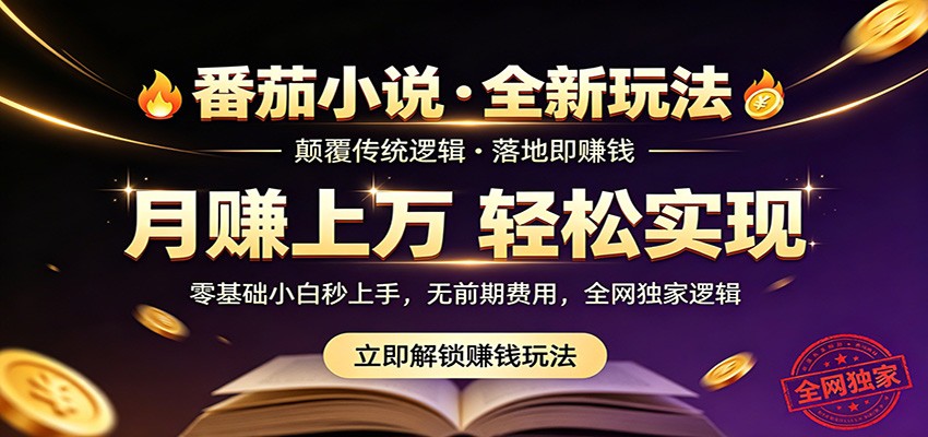番茄小说5月最新独家玩法，稳定落地实测月入过万！-云网创