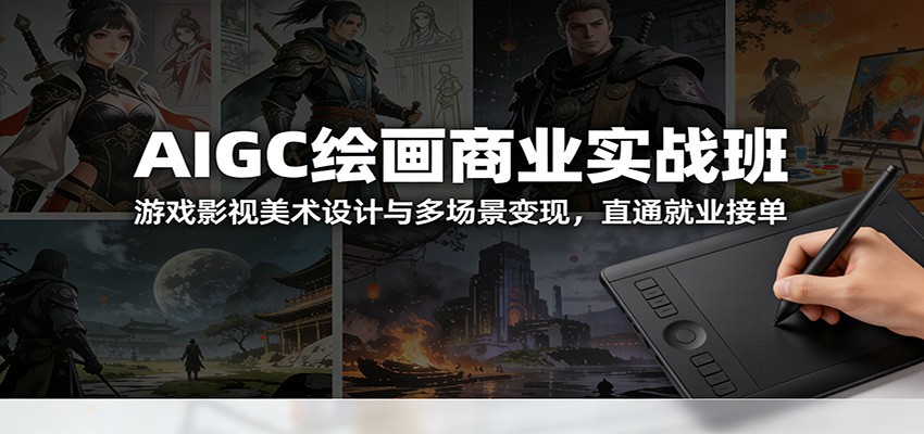 AIGC绘画商业实战班：游戏影视美术设计与多场景变现，直通就业接单-云网创