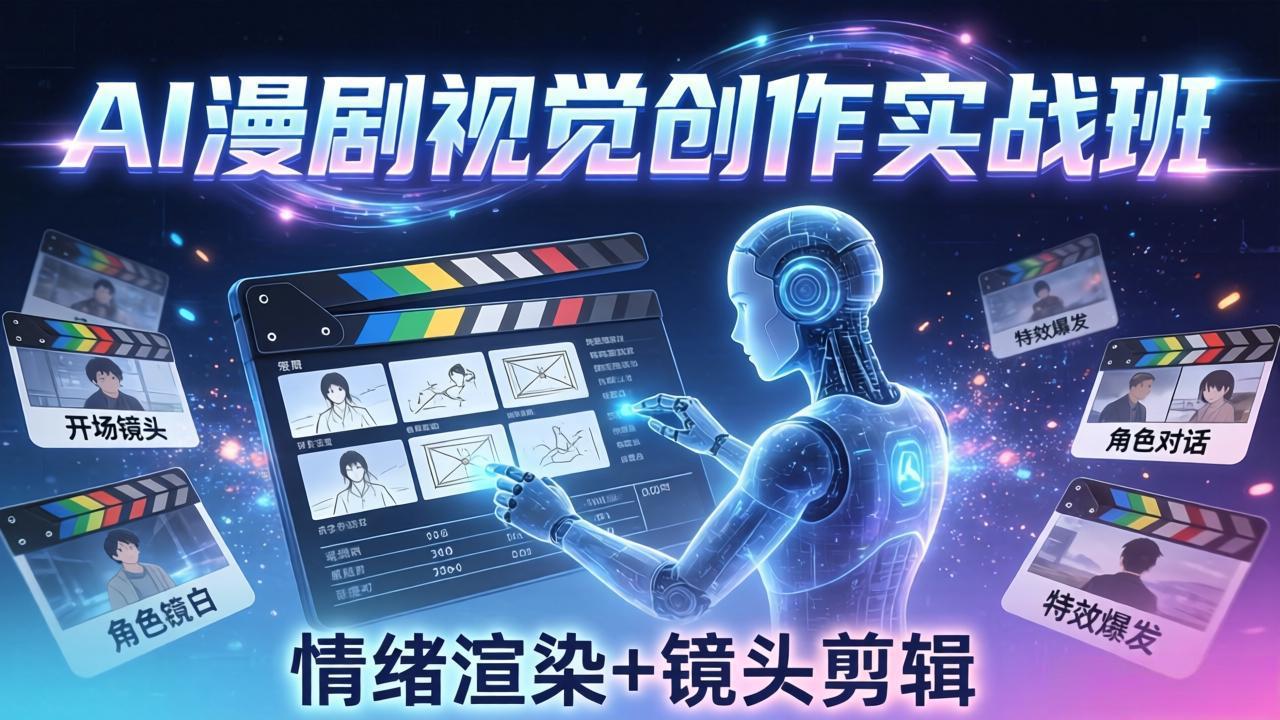AI漫剧视觉导演思维实战班，从脚本到成片全掌握，分镜设计情绪渲染一站学会-云网创