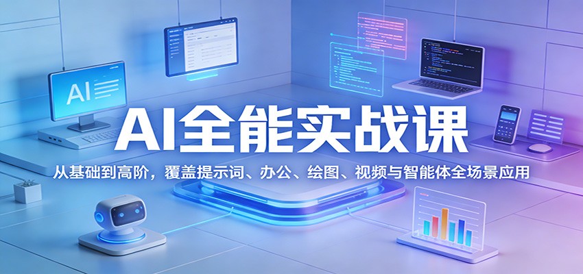AI全能实战课：从基础到高阶，覆盖提示词、办公、绘图、视频与智能体全场景应用-云网创