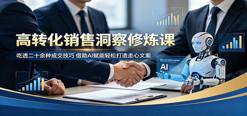 高转化销售洞察修炼课:吃透二十余种成交技巧,借助AI赋能轻松打造走心文案-云网创