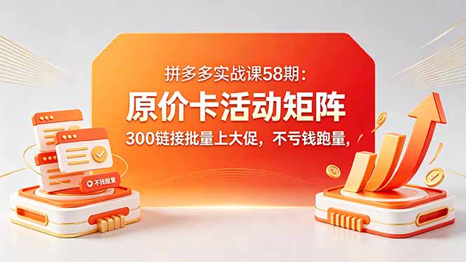 拼多多实战课58期:原价卡活动矩阵,300链接批量上大促,不亏钱跑量-云网创