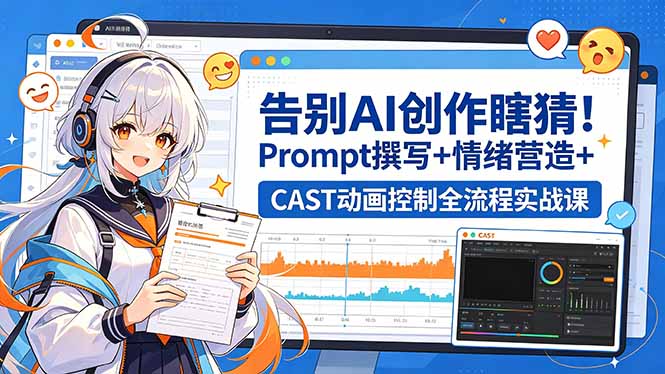 告别AI创作瞎猜!Prompt撰写+情绪营造+CAST动画控制全流程实战课-云网创
