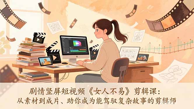 剧情竖屏短视频《女人不易》剪辑课:从素材到成片、助你成为能驾驭复杂故事的剪辑师-云网创