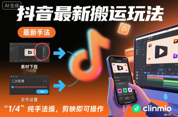 抖音最新搬运玩法，纯手法操作，剪映即可操作-云网创