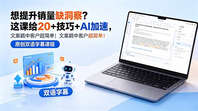 想提升销量缺洞察?这课给 20 + 技巧 + AI 加速,文案戳中客户超简单!【原创双语字幕】-云网创