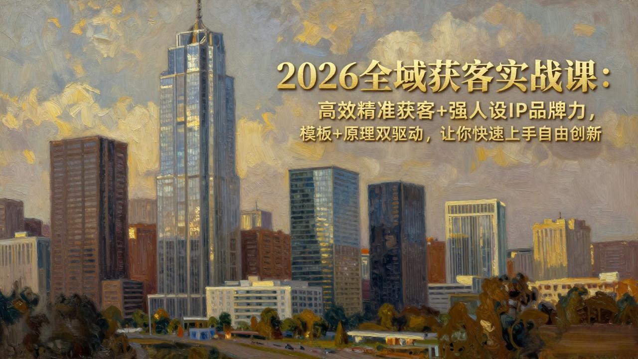 2026全域获客实战课:高效精准获客+强人设IP品牌力,模板+原理双驱动,让你快速上手自由创新-云网创