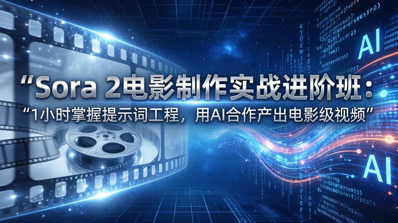 Sora 2电影制作实战进阶班:1小时掌握提示词工程,用AI合作产出电影级视频-云网创