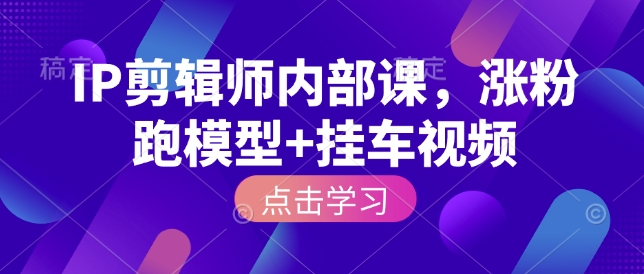 IP剪辑师内部课,涨粉跑模型+挂车视频(更新)-云网创
