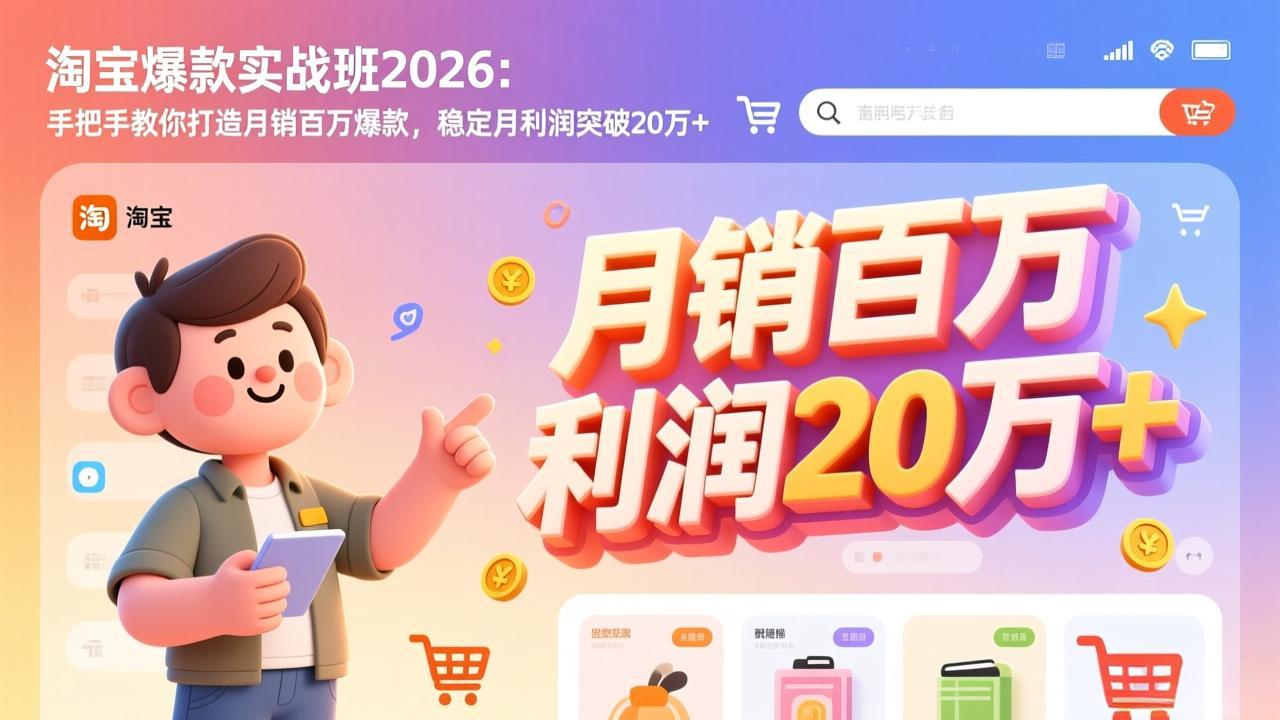 淘宝爆款实战班-2026年3月更新:手把手教你打造月销百万爆款,稳定月利润突破20万+-云网创