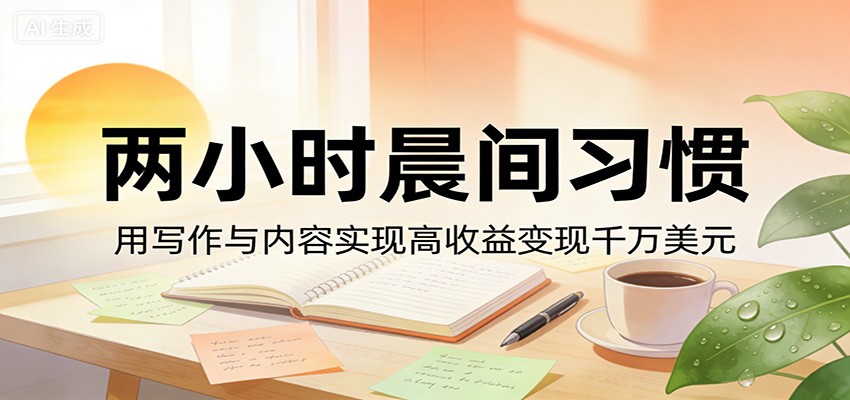 付费文章：两小时晨间习惯，用写作与内容实现高收益变现千万美元-云网创