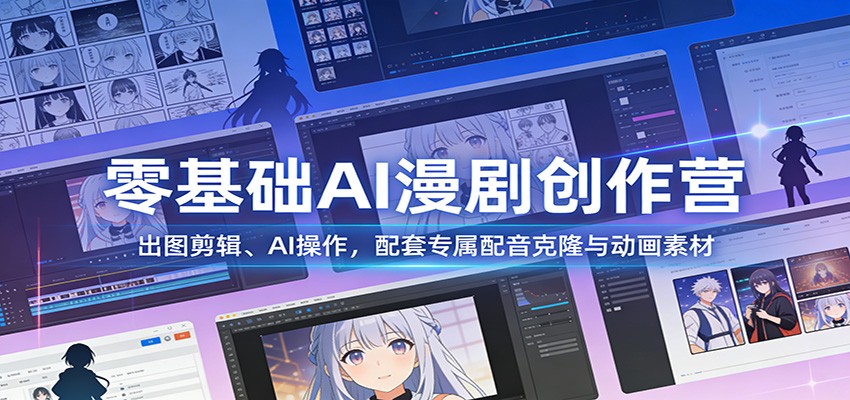 零基础AI漫剧创作营:出图剪辑、AI操作,配套专属配音克隆与动画素材-云网创