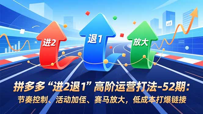 拼多多“进2退1”高阶运营打法-52期：节奏控制、活动加权、赛马放大，低成本打爆链接-云网创