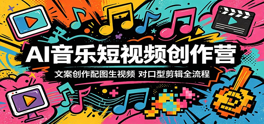 AI音乐短视频创作营:文案创作配图生视频,对口型剪辑全流程-云网创