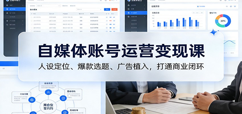 自媒体账号运营变现课：人设定位、爆款选题、广告植入，打通商业闭环-云网创