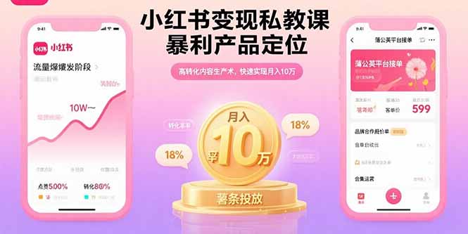 小红书变现私教课,暴利产品定位,高转化内容生产术,快速实现月入10万-云网创