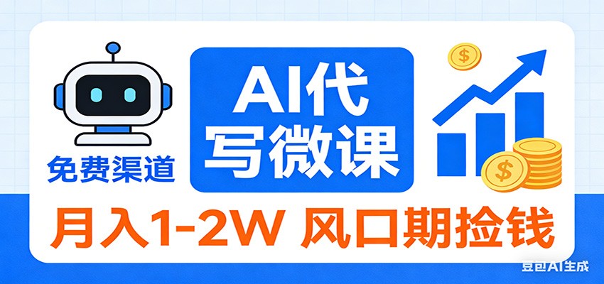 2026告别打工！AI 代写微课，提供免费渠道，月入 1-2W 风口期捡钱-云网创