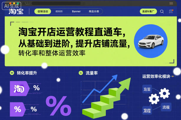 淘宝开店运营教程直通车,从基础到进阶,提升店铺流量,转化率和整体运营效率(更新26年05月27日)-云网创