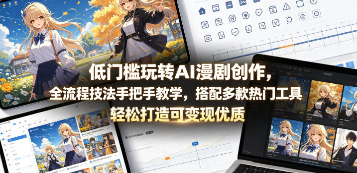 低门槛玩转AI漫剧创作,全流程技法手把手教学,搭配多款热门工具,轻松打造可变现优质作品-云网创