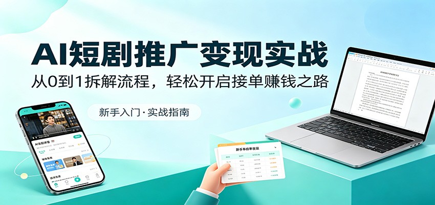 AI短剧推广变现实战:从0到1拆解流程,轻松开启接单赚钱之路-云网创