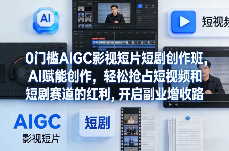 0门槛AIGC影视短片短剧创作班,AI赋能创作,轻松抢占短视频和短剧赛道的红利,开启副业增收路-云网创