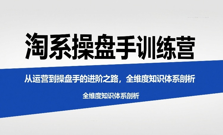 淘系操盘手训练营,从运营到操盘手的进阶之路,全维度知识体系剖析(更新)-云网创