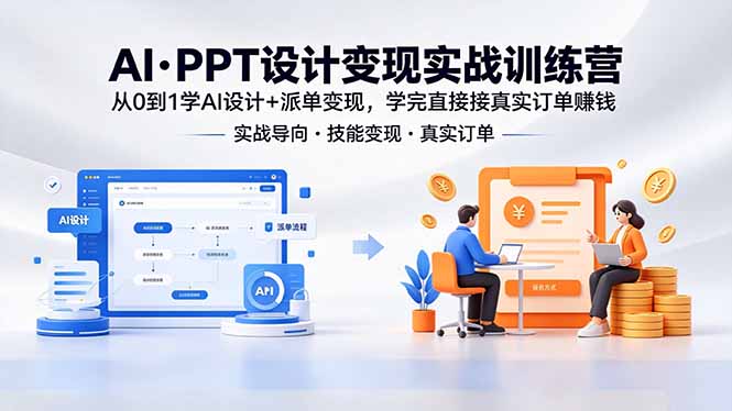AI·PPT设计变现实战训练营，从0到1学AI设计+派单变现，学完直接接真实订单赚钱-云网创