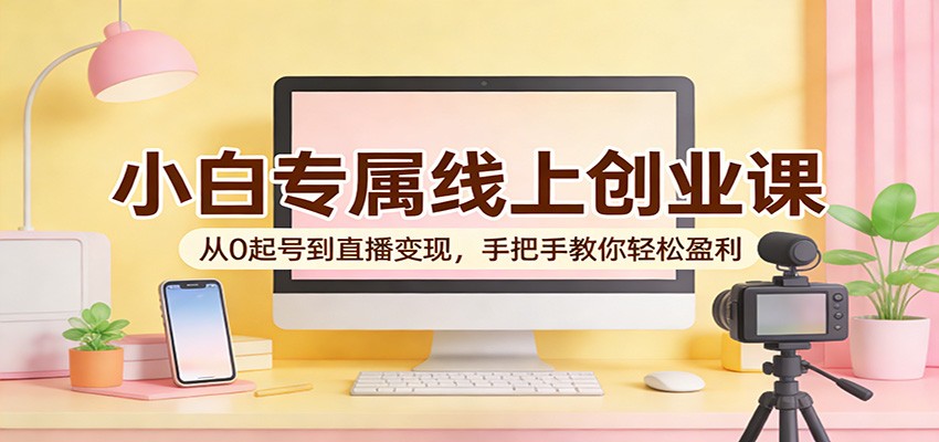 小白专属线上创业课：从0起号到直播变现，手把手教你轻松盈利-云网创