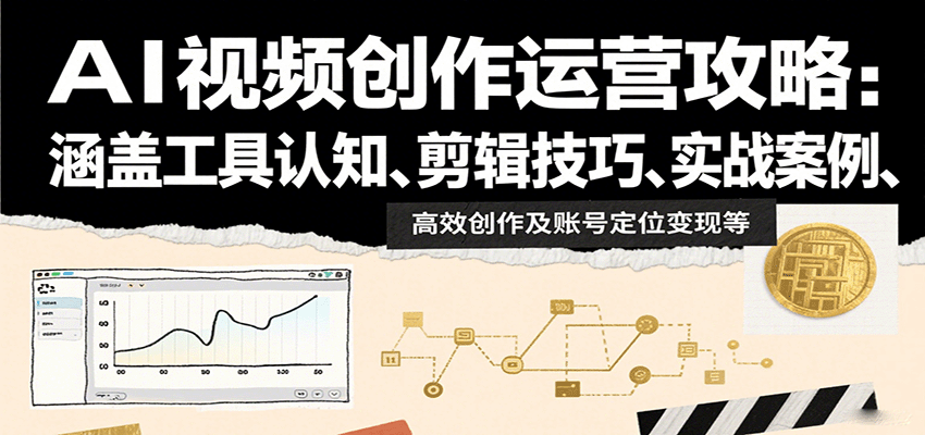 AI视频创作运营攻略:涵盖工具认知、剪辑技巧、实战案例、高效创作及账号定位变现等-云网创