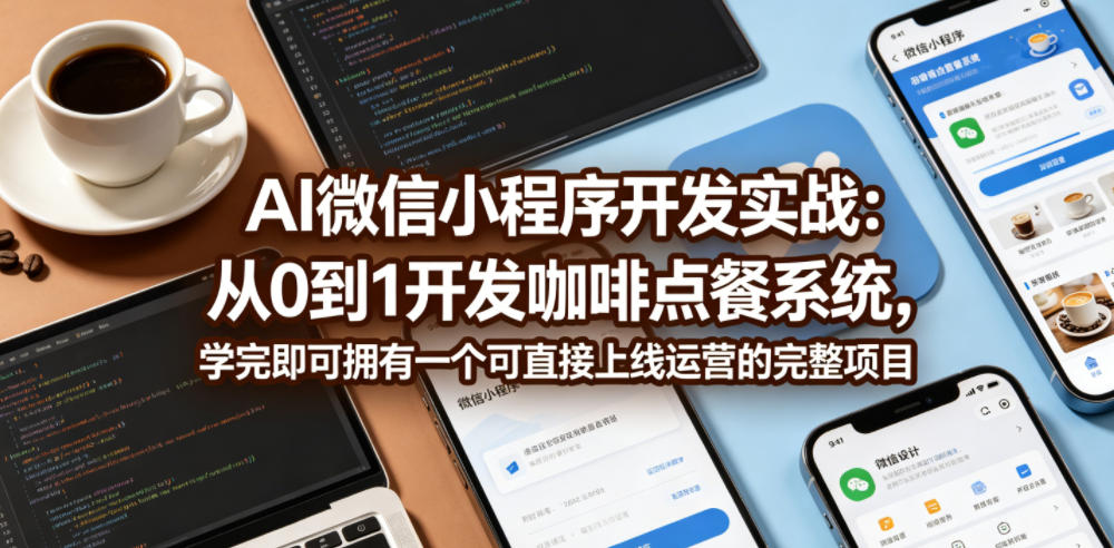 AI微信小程序开发实战:从0到1开发咖啡点餐系统,学完即可拥有一个可直接上线运营的完整项目-云网创