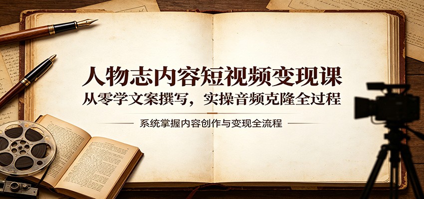 人物志内容短视频变现课：从零学文案撰写，实操音频克隆全过程-云网创