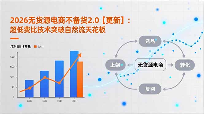 2026无货源电商不备货2.0【更新-5月】:超低费比技术突破自然流天花板,单店月利润1-3万元-云网创
