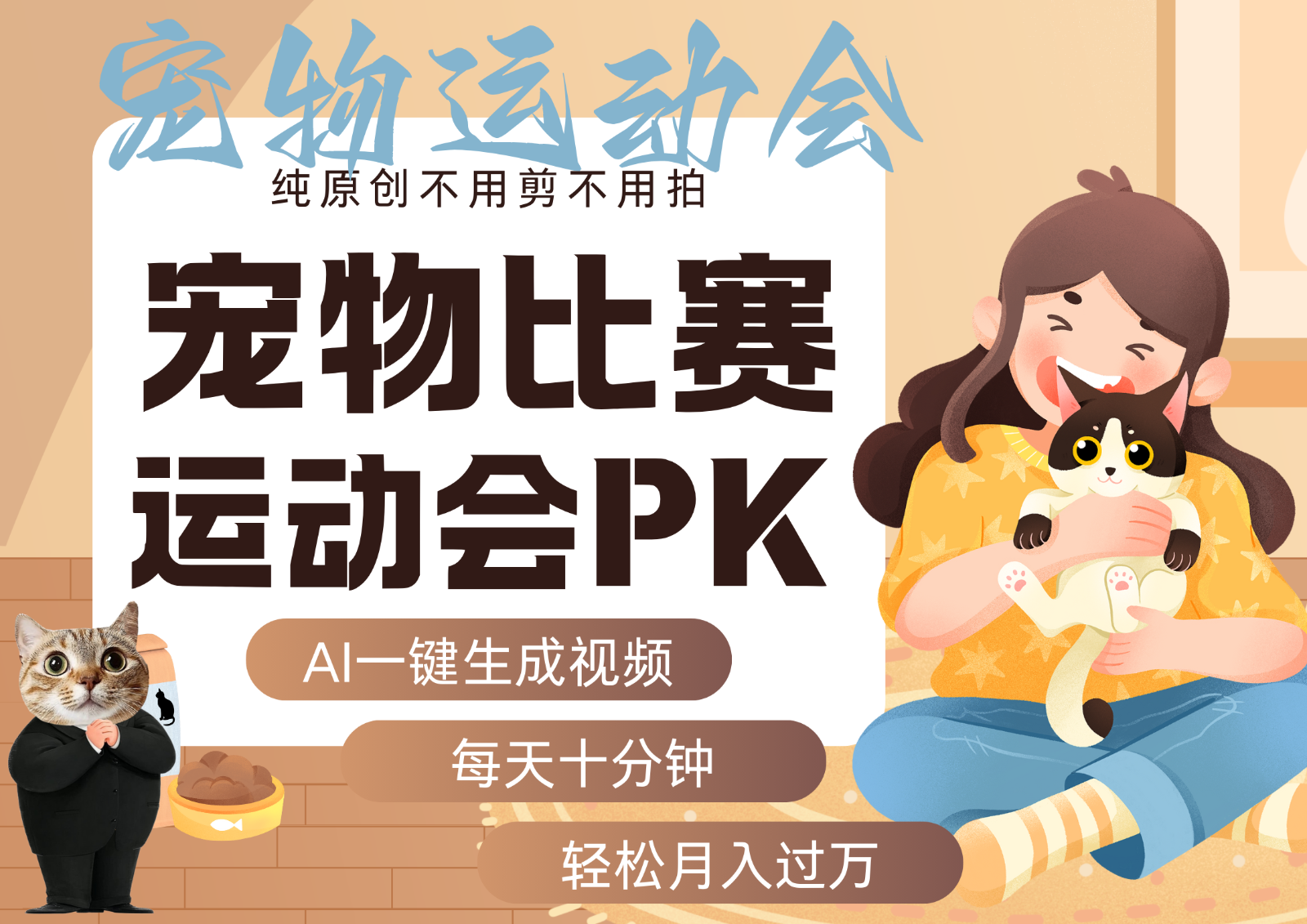 AI萌宠运动员跳水 射击 篮球 足球比赛 每天十分钟 附详细提示词文案库 代替做…-云网创