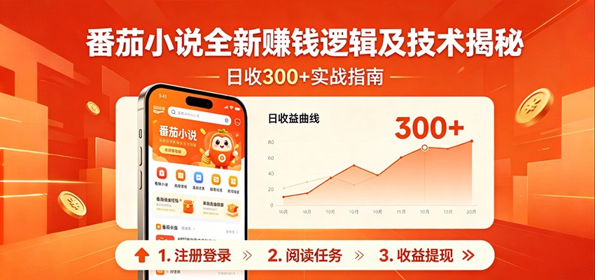 番茄小说全新赚钱逻辑及技术日收300+,小白新书皆可做!无脑赚就行了!-云网创
