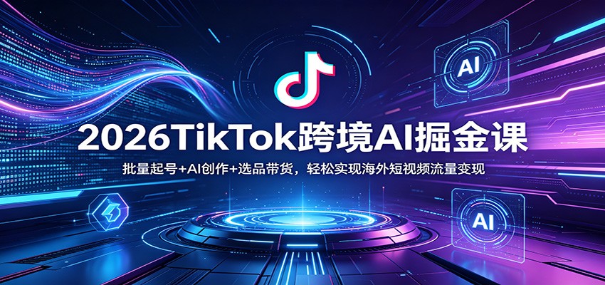 2026TikTok跨境AI掘金课：批量起号+AI创作+选品带货，轻松实现海外短视频流量变现-云网创