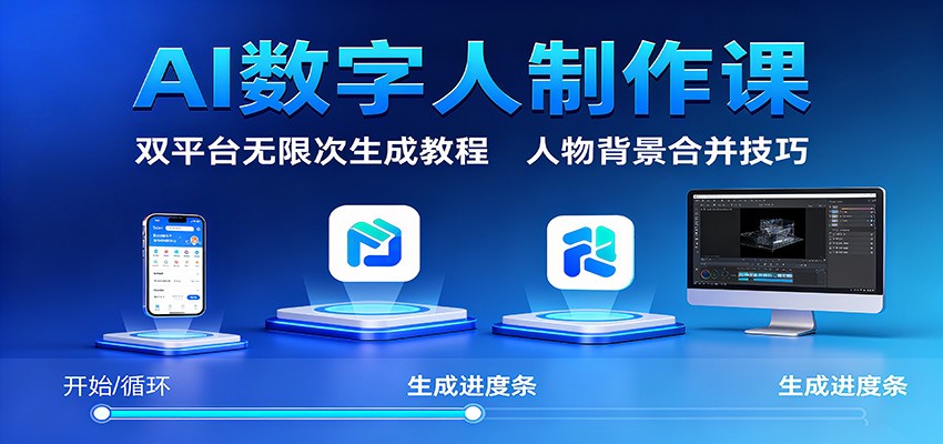 AI数字人制作课：双平台无限次生成教程，人物背景合并技巧-云网创