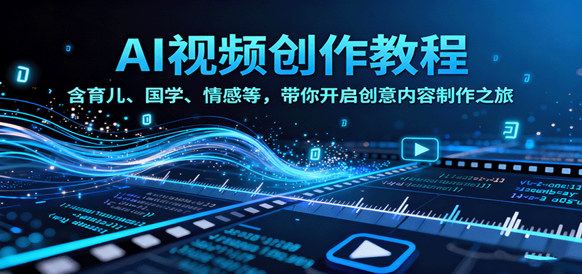 AI视频创富课，含育儿、国学、情感等，带你开启创意内容制作之旅-云网创