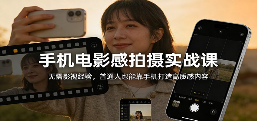 手机电影感拍摄实战课：无需影视经验，普通人也能靠手机打造高质感内容-云网创