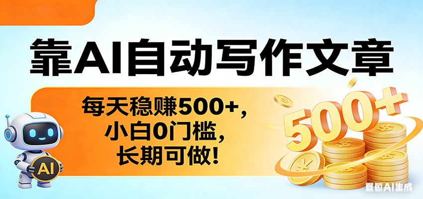 靠AI自动写作文章,每天稳赚500+,小白0门槛,长期可做!-云网创