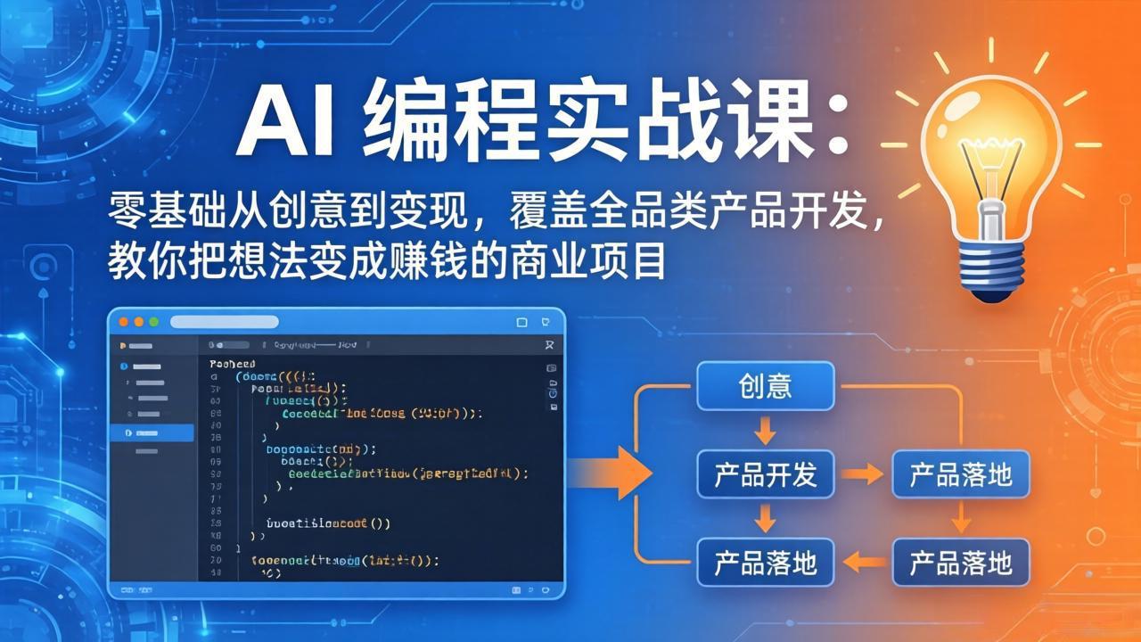AI编程实战课-第三期-5月19更新:零基础从创意到变现,覆盖全品类产品开发,把想法变成赚钱项目-云网创