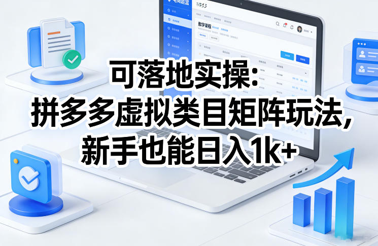 可落地实操:拼多多虚拟类目矩阵玩法,新手也能日入1k+【揭秘】-云网创