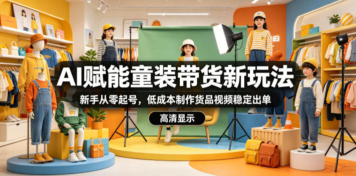 AI赋能童装带货新玩法,新手从零起号,低成本制作货品视频稳定出单-云网创
