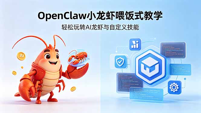 不用懂技术!OpenClaw小龙虾喂饭式教学,轻松玩转AI龙虾与自定义技能 (5月22更新-云网创