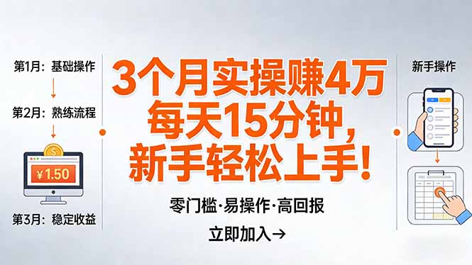 我3 个月实操赚了 4 万 ，每天操作15分钟，新手也能轻松上手！-云网创
