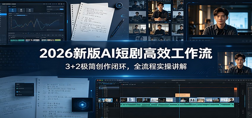 2026新版AI短剧高效工作流:3+2极简创作闭环,全流程实操讲解-云网创